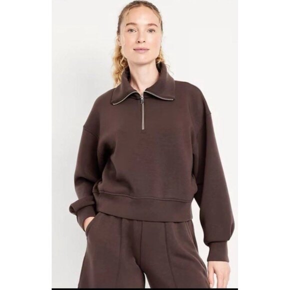 Old navy Bounce Fleece Half-Zip Pullover Sweatshirt Dark Chocolate Brown L - Picture 1 of 8